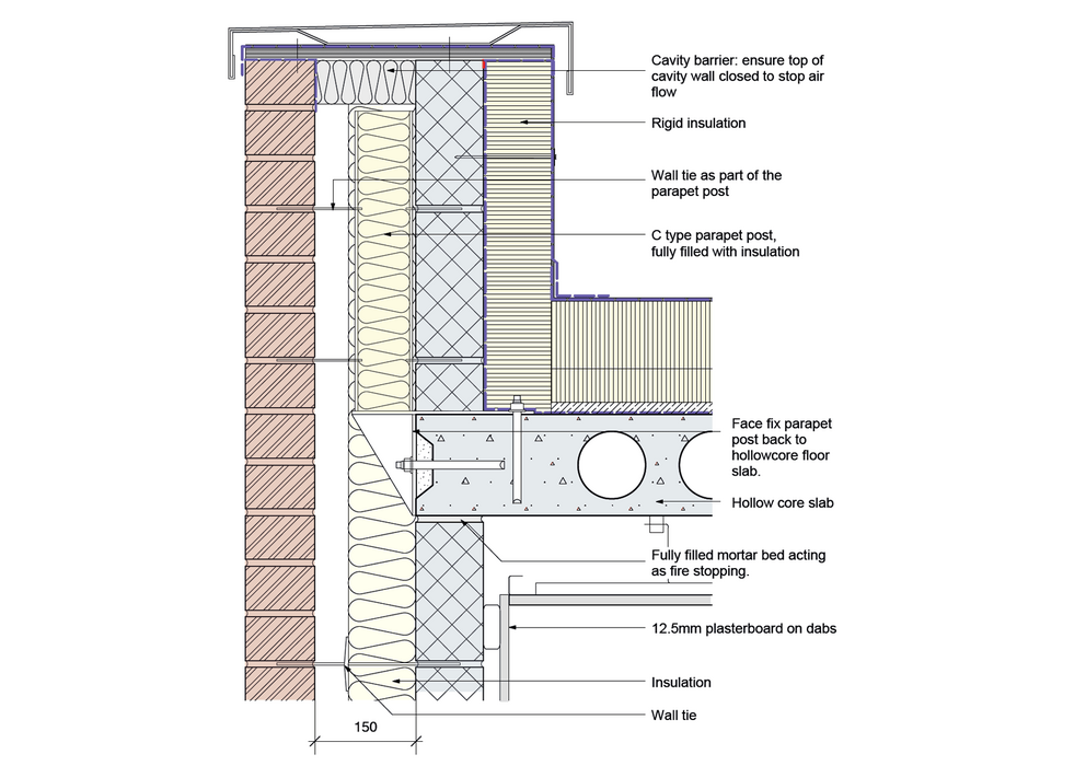 E10: Parapet roof junction - ‘C’ parapet post