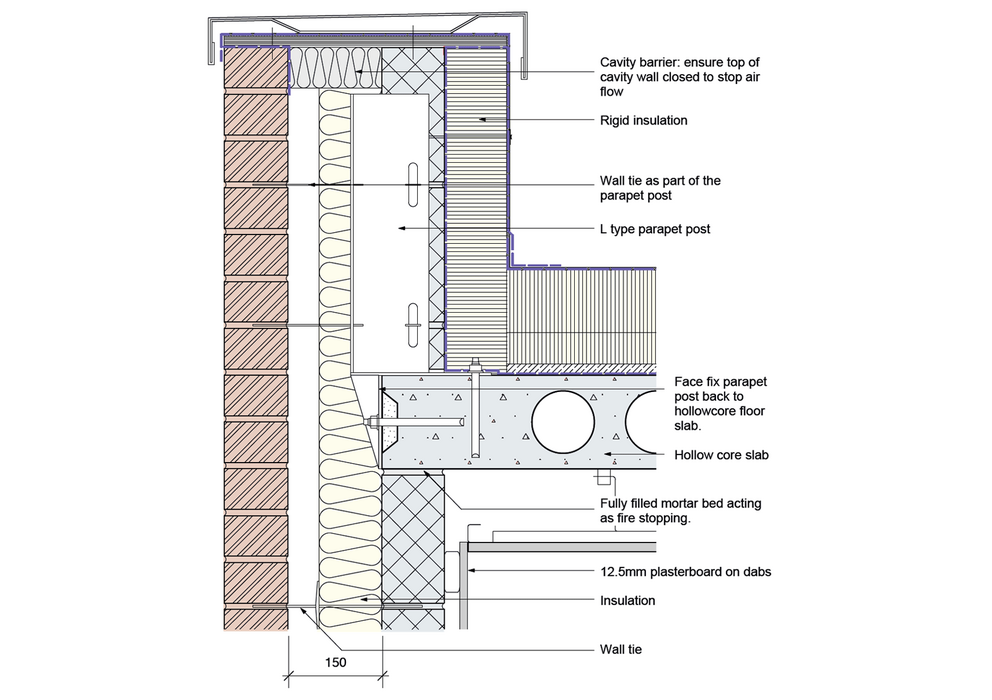 E10: Parapet roof junction - ‘L’ parapet post